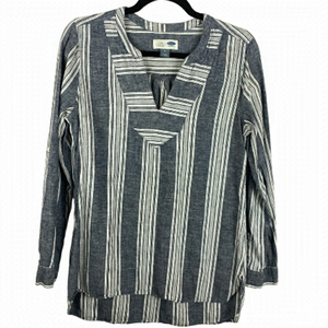 ✨3/$20✨ Old Navy Striped Linen Blend Tunic Blue White Casual Medium